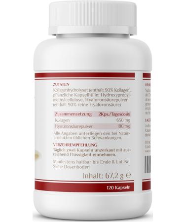 Hyaluronic Acid & Collagen Capsules - 100 mg + 360 mg - 100 Capsules - Micro Molecular High Pharmaceutical Quality - Made in Germany - Boost Your Skin Health - Buy Online on GoSupps.com