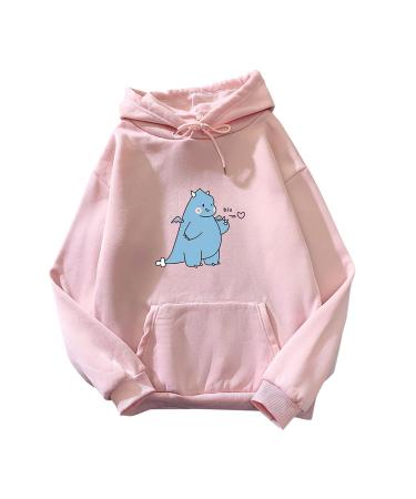 Daoucixia Hoodies for Teen Girls,Women's Graphic Sweatshirt Long Sleeve Tops Cute Cartoon Hoodies Teens Girls Casual Pullover Pink XX-Large