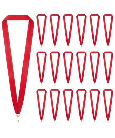 30 Pieces Award Ribbon Medal Ribbons Neck Ribbons for Medals Flat Medal Lanyards Ribbon Lanyard with Snap Clips for Competitions Sports Meeting Party Student Awards Red