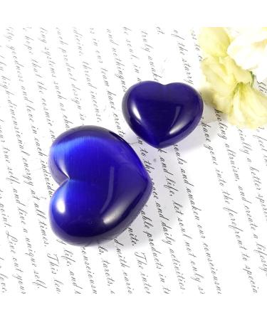 Soulnioi Dark Blue Cat's Eye Crystal Heart Worry Stones - 2Pcs Set for Reiki Therapy and Meditation - Buy Online on GoSupps.com