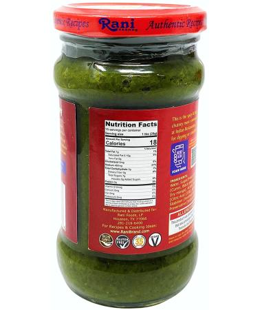 Rani Coriander Chutney 10.5oz - Ready to Eat Vegan Gluten Free Non-GMO - Indian Origin Glass Jar - 10.5 Ounce Pack - No Colors | Authentic Indian Condiment - Buy Online on GoSupps.com