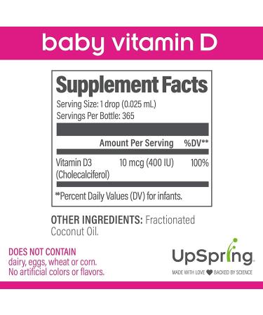 UpSpring Baby Liquid D3 Drops - Vitamin D Supplement 0.31 fl oz for Healthy Growth - Buy Online on GoSupps.com