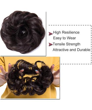 Medium Brown Curly Wavy Hair Bun Scrunchie Extension - 40g Chignon Ponytail Ribbon - Buy Online on GoSupps.com