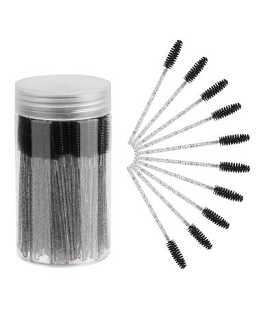 CHEFBEE 100PCS Disposable Eyelash Brush, Mascara Wands Makeup Brushes Applicators Kits for Eyelash Extensions and Eyebrow Brush with Container (Black)