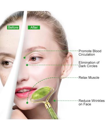 Retoo Jade Roller Massage - Natural Anti-Aging Face Roller for Eye Puffiness & Facial Massage | Tapered Green Face & Neck Roller - Buy Online on GoSupps.com