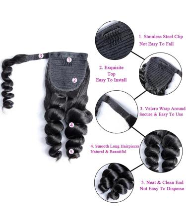 Human Hair Ponytail Hair Piece Loose Wave Human Hair Ponytail with Magic Paste Warp Around Wave Ponytail Extension for Black Women Natural Black Human Hair Ponytail Hairpieces Ponytail Hairpiece for 24inches 100g - Buy Online on GoSupps.com