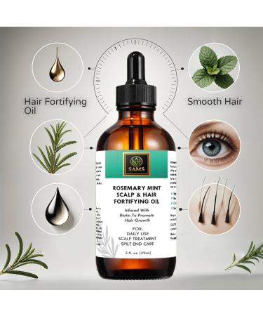 SAMS Rosemary Mint Hair Growth Oil - Organic Scalp Treatment for Fast Hair Growth | Strengthens & Nourishes Prevents Breakage 2 fl oz - Buy Online on GoSupps.com
