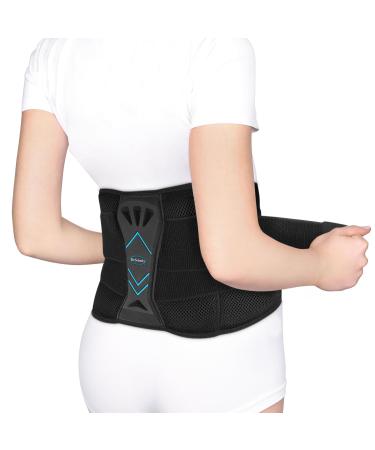 Dr. Scholl's Adjustable Compression Back Support with Massaging Gel Breathable Fabric Shock-Absorbing Back Brace Built-in Gel Padding & Support (Size S/M)