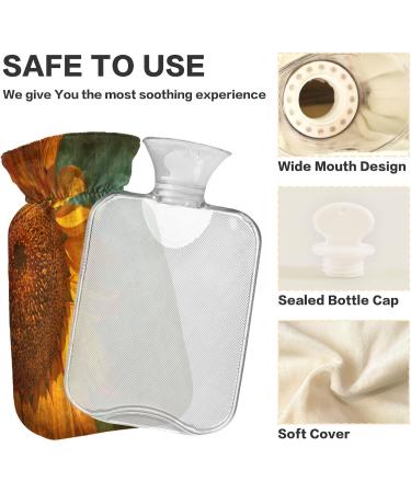 Retro Sunflower Hot Water Bottle | 2L Fleece Cover for Hot & Cold Compress International Shipping - Buy Online on GoSupps.com