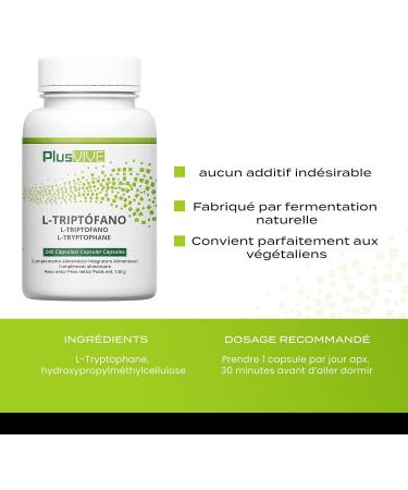 Plusvive - 240 capsules of L-tryptophan 100% vegan 500 mg - Buy Online on GoSupps.com