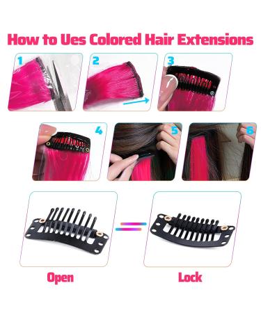 22-Inch Pink Clip-In Hair Extensions for Girls - Colorful Curly Wavy Party Highlights (12 Pcs) - Perfect Hair Accessories for Women & Children - Buy Online on GoSupps.com