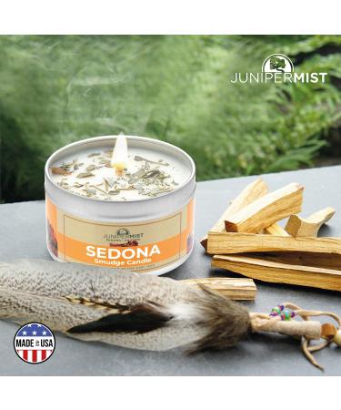 Sedona Smudge Candle | Handmade with Soy Wax & Essential Oils | Cleansing Negative Energy with Real Sage, Cedar, Sweetgrass | Smokeless Alternative to Smudge Sticks | Pack of 1 - Buy Online on GoSupps.com