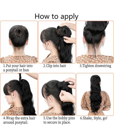 22 Dark Brown Body Wave Ponytail Extension | Clip-in Curly Hair Piece for Women - Buy Online on GoSupps.com