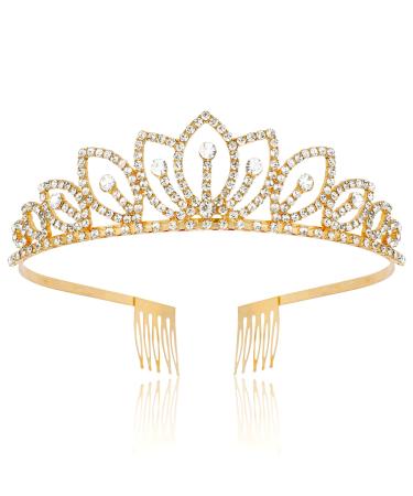TOBATOBA Princess Tiara for Girls  Gold Tiaras and Crowns for Women  Gold Crown for Kids Tiaras for Little Girls  Quinceanera Crown Headpieces  Rhinestone Hair Accessories for Birthday Pageant Prom Wedding Bridal Hallowe...