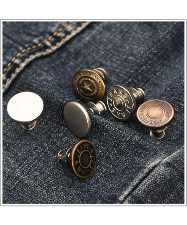 6 Pcs Adjustable Jean Button Pins for Pants - No Sew, No Tools Required | Instant Waist Tightener for Jeans | Reusable and Simple Installation (Style 1) - Buy Online on GoSupps.com