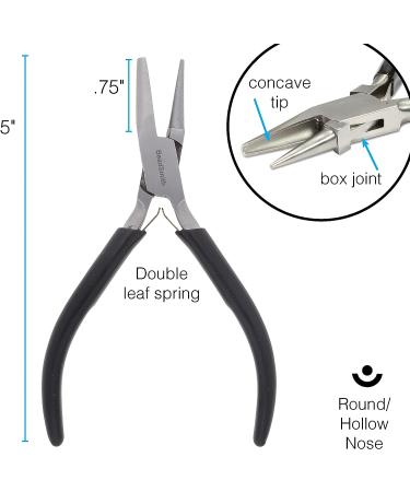 Beadsmith Concave/Round Nose Pliers 5 - Steel Head, Double Leaf Springs - European Design Jewelry Making Tool - Buy Online on GoSupps.com