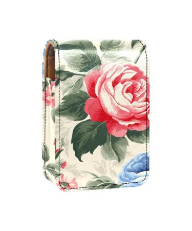 Travel Lipstick Organizer Case Lipstick Case Portable Makeup Bag With Mirror Floral Rose Painting I370r5fxjc