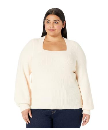 Madewell Plus Kevin Square Neck Rib Pullover Antique Cream 2X
