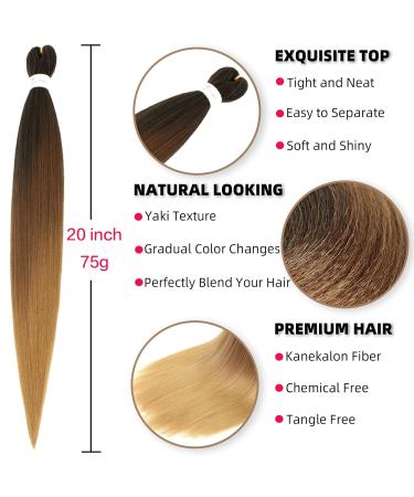 Xusuperb 20 Ombre Pre-Stretched Braiding Hair - Soft Yaki Kanekalon Extensions (T1B/30/27#) - 6 Packs for Easy Braids - International Shipping Available - Buy Online on GoSupps.com