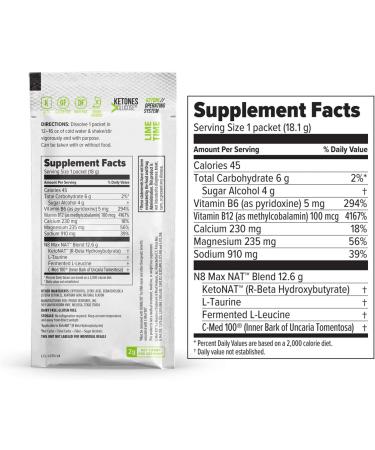 Keto//OS NAT Lime Time Caffeine Free Exogenous Ketones BHB Salts - 20 Count - Workout Energy Boost for Men and Women - Buy Online on GoSupps.com