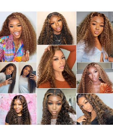 SOSATISFY 4/27 Ombre Highlight Lace Front Human Hair Wig - 30 Inch Deep Wave Closure Wig for Black Women - Pre Plucked with Baby Hair - 180% Density - Buy Online on GoSupps.com