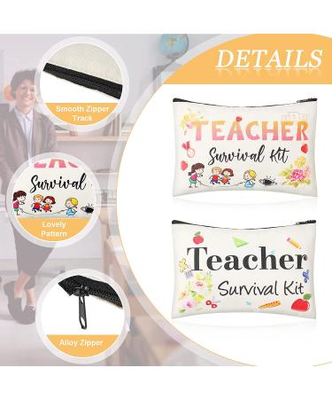 24 Pieces Teacher Appreciation Present Set  12 Teacher Survival Kit Bag Makeup Pouch Bag  12 Teacher Blessing Card Bracelet  Teacher Cosmetic Bag Kit for Teacher's Day (Cute Style  7.9 x 5.3 Inch) Cute Style 7.9 x 5.3 Inch - Buy Online on GoSupps.com