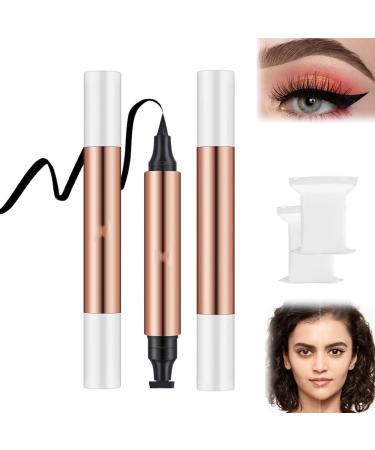 Cat Eye Stamp Eyeliner Cat-Eye Stamp Eyeliner Winged Eyeliner Stamp Double-Headed Eyeliner Quick-Drying Long-Lasting and Waterproof Eyeliner (2PCS)