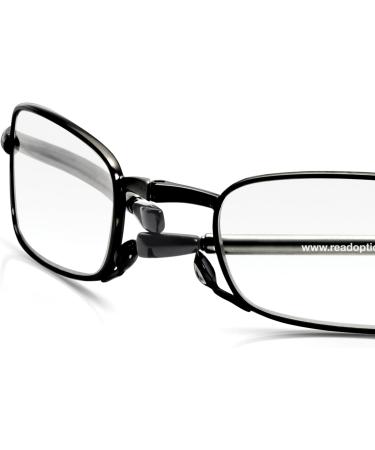 Buy Read Optics Foldable Full-Rim Reading Glasses for Men/Women - Prescription 2.0 Black Rectangular Style Includes Hard Shell Case & Travel Aid - Buy Online on GoSupps.com