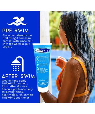 TRISWIM Chlorine Removal Shampoo - 8.5 Fl Oz | Relieves Itchy Scalp & Removes Chlorine Salt Water and Hard Water | Enriched with Aloe Vera | Pack of 2 - International Shipping Available - Buy Online on GoSupps.com