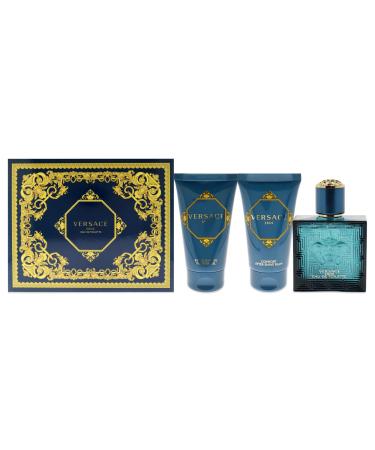 Versace Eros 1.7 Oz Sp/1.7 Oz Sg/1.7 Oz Aft Shave Balm SET Wood 1.7 Fl Oz (Pack of 3)