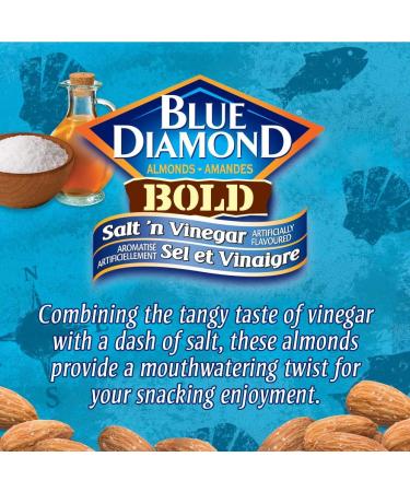 Blue Diamond Almonds Salt N' Vinegar Snack Nuts Resealable Can (Pack of 4) - Buy Online on GoSupps.com