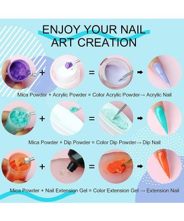 Saviland 24 Colors Nail Mica Powder - 10g Pigment Nail Powder for Gel Polish, Shimmer Acrylic & Poly Nails - DIY Color Nail Art - Buy Online on GoSupps.com