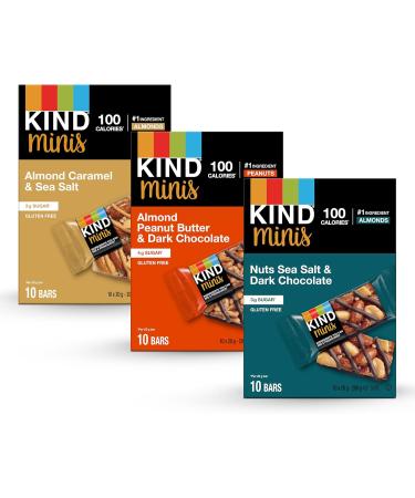 KIND Mini Snack Bars Variety Pack Healthy Snacks Gluten Free Low Calorie Snack 30 Count - Buy Online on GoSupps.com