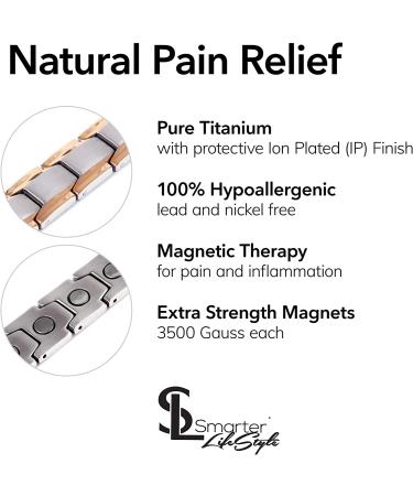 Titanium Magnetic Therapy Bracelet for Arthritis Relief - Men's and Women's Magnetic Bracelet for Pain Relief - Silver and Rose Gold - Buy Online on GoSupps.com