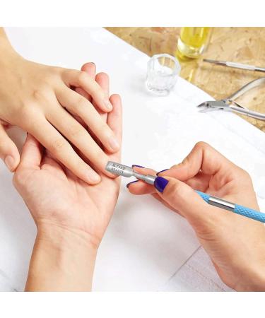 Krisp Beauty Dual Sided Cuticle Pusher - Surgical Grade Stainless Steel Manicure/Pedicure Tool Set for Nail Care - Blue - Buy Online on GoSupps.com