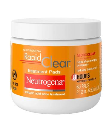 Neutrogena Rapid Clear 2% Salicylic Acid Acne Face Pads - 60 Ct Pack - Oil-Free Treatment for Acne-Prone Skin - Buy Online on GoSupps.com