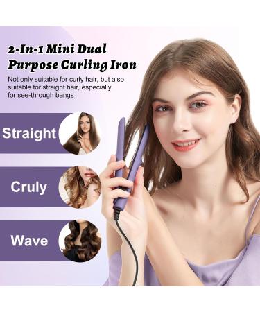Omaky 2-in-1 Mini Curling Wand & Flat Iron - Portable Hair Straightener for All Hair Types Perfect for Travel - Pink - Buy Online on GoSupps.com