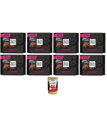 Italian Gourmet E.R. Ritter Sport Liquirizia limited edition milk chocolate with licorice pieces 100% sustainable cocoa 8 x 100g packs + 400g Italian Gourmet Polpa
