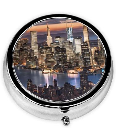 Buy Hong Kong Round Pill Box - 3 Compartment Mini Decorative Portable Travel Organizer for Vitamins & Medications - Buy Online on GoSupps.com