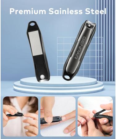 Nail Clippers with Catcher/Stainless Steel Heavy Duty Fingernail and Built-in Nail File for Men & Women/Ergonomic Handle with Wide Jaws for Thick Nails/includes Leather Storage Bag Key Ring.GENPAR - Buy Online on GoSupps.com