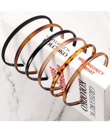 3 Pcs Plastic Plain Headbands Teeth Comb Headbands Skinny DIY Hair Bands Headbands (1*Leopard Print+1* Black+1*Matte black) - Buy Online on GoSupps.com