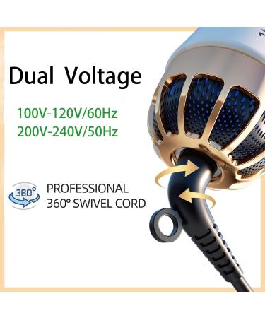 Plavogue Dual Voltage Hair Dryer Brush Volumizer - One-Step Hot Air Brush for Travel & Salon Blowouts - Negative Ionic Technology - International Upgraded Version - White Gold - Buy Online on GoSupps.com
