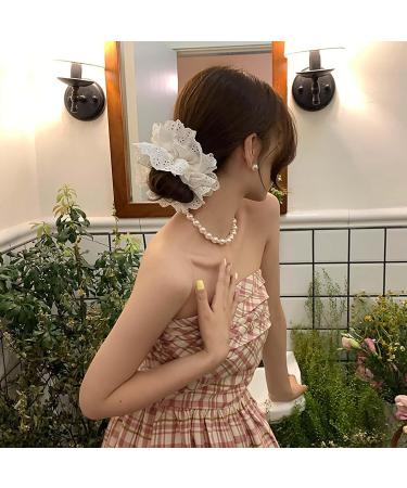 Dinghaole White Lace Scrunchies for Women - Large Hair Bands Soft Ties - Ponytail Holders for Thick Hair - Lolita Accessories for Girls - Bulk Scrunchie(white) - Buy Online on GoSupps.com