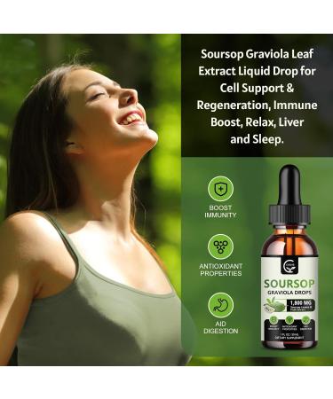 (2 Pack) Soursop Graviola Liquid Drops 1800mg 98% Absorption Soursop Bitters Liquid for Cell Support & Regeneration Immune Boost Relax Liver and Sleep Herbal Goodness Gluten Free 1 Fl Oz Natural - Buy Online on GoSupps.com