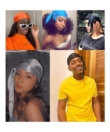 Geyoga 18 Pieces Silky Durags - Long Tail Headwrap for Men and Women - Wide Strap Satin Cap (Mixed Color) - Buy Online on GoSupps.com