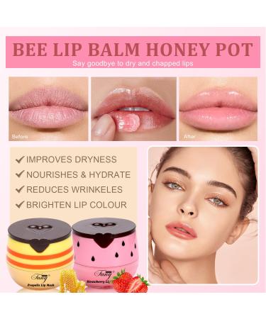 4 PCS Honey Pot Bee Lip Balm (Strawberry Watermelon Apple honey) Moisturizes & Prevents Cracked Chapped LipsPropolis & Vitamin E Infused Overnight Honey Lip Mask Gift Lip Balm Honey+Strawberry+Watermelon+Apple - Buy Online on GoSupps.com