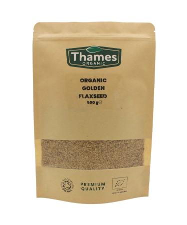 Organic Golden Flaxseed Linseed High Fiber High in Protein Omega-3s non-GMO 100% Natural Vegan No Additives or Preservatives Raw Superfood Thames Organic 500g - Buy Online on GoSupps.com