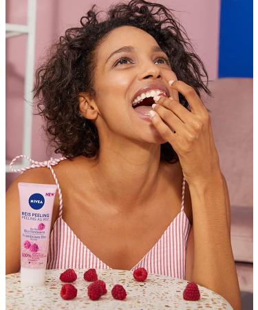 Nivea Rice Peeling Organic Raspberry 75ml - Natural Facial Cleanser | Gentle Exfoliation No Microplastics - Buy Online on GoSupps.com