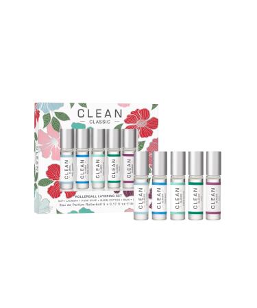 CLEAN CLASSIC Eau de Parfum Rollerball Fragrance Gift Set, Light, Layerable Fragrance, Vegan, Phthalate-Free, & Paraben-Free, 5 x 0.17 oz or 5 mL Clean Classic Collection