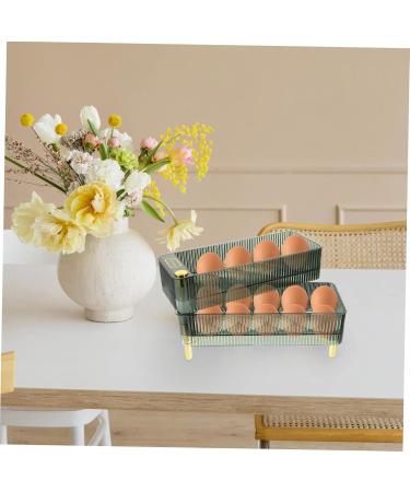 DOITOOL Box Fridge Egg Organizer Plastic Stand Drawers Plastic Egg Rack The Pet Tray Refrigerator re-usable Green 26.5X16X10CM - Buy Online on GoSupps.com